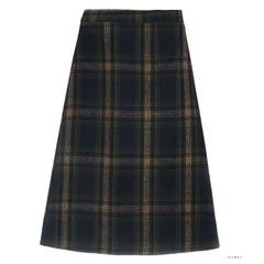 2017 winter South Korea New Retro wool skirt waist Plaid schoolgirl thickened in the long section of a word skirt S blue