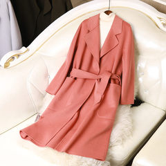 2017 new girls long cashmere coat with a song of joy 2 woolen jacket Jiang Xin Fan Shengmei S Pink Leather