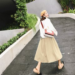 Once Xiaoxian fall fashion dress female bust waist skirt all-match Korean A word skirt in the long skirt S Apricot