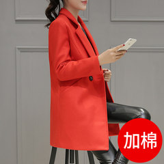 Wool coat, long. 2017 new autumn and winter fashion slim slim long sleeved woolen coat female winter 3XL Bright red