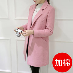 Wool coat, long. 2017 new autumn and winter fashion slim slim long sleeved woolen coat female winter 3XL pink