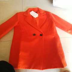Wool coat, long. 2017 new autumn and winter fashion slim slim long sleeved woolen coat female winter 3XL Orange red