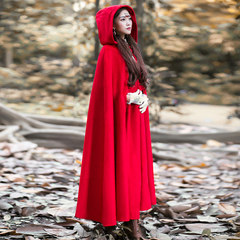 Yue Qiluo and Wu Xin the monster killer big red cloak coat coat Retro Red female winter Cloak F Red [long cash]