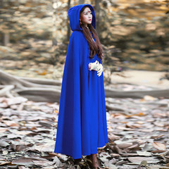 Yue Qiluo and Wu Xin the monster killer big red cloak coat coat Retro Red female winter Cloak F Royal Blue
