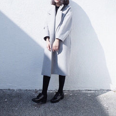 My coat female students 2017 new autumn. In the long winter wool double black coat in Korea XS Light grey cotton