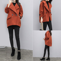 2017 new Korean women loose thin caramel color woolen coat short wool coat female cocoon S Caramel color