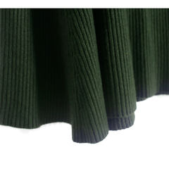 Autumn and winter fashion pleated skirt waist knitted skirt A-line a wool dress slim skirt [size] length 75 cm Army green