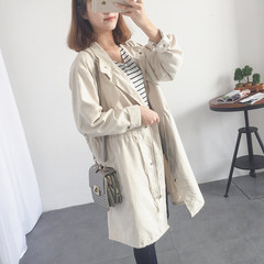 2017 new autumn Korean version of the long sleeved cardigan coat loose thin thin coat color of female students S Apricot