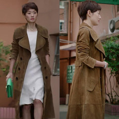 2017 spring new Korean women fall in the long coat knee Luo Zijun with suede jacket tide 3XL Camel