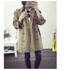 In the autumn of 2017 new women's leisure Korean long loose double breasted coat coat age female 7 days return loose loose fan Deep khaki color