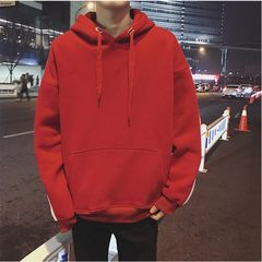 The winter with cashmere sweater Mens Hooded Jacket Wind easing trend of Korean students in Hong Kong male couple BF autumn and winter wind S gules