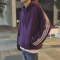 The winter with cashmere sweater Mens Hooded Jacket Wind easing trend of Korean students in Hong Kong male couple BF autumn and winter wind S Violet