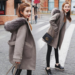 Girls coat long wool coat Korean cocoon 2017 new student waist Korean winter autumn girl S Size is bigger than a yard