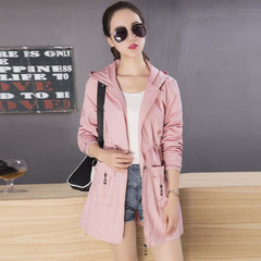 [] every day special offer long windbreaker, Korean version of the new student loose hooded windbreaker long sleeved coat color 3XL Pink