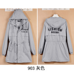 [] every day special offer long windbreaker, Korean version of the new student loose hooded windbreaker long sleeved coat color 3XL Blue gray
