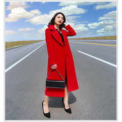 [] special offer every day long red hair loose knee woolen coat straight skinny size coat thick female S gules