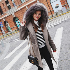Girls coat long wool coat Korean cocoon 2017 new student waist Korean winter autumn girl S Picture color