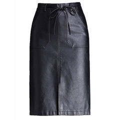 A word skirt waist leather skirt female winter 2017 new black codes in the long split package hip step skirt 3XL black