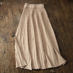 Solid loose thin winter knitted skirt pleated skirt skirt sweater dress size A thick bars Regular long 73CM Light Khaki (3 days ahead of sale)