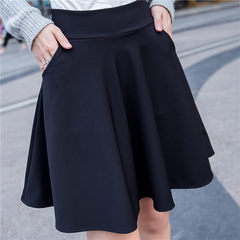 Autumn and winter skirt waist skirt size thin skirt pants backing umbrella skirt female a A-line skirt pleated skirt M 921 black pockets