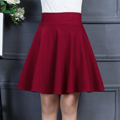 Autumn and winter skirt waist skirt size thin skirt pants backing umbrella skirt female a A-line skirt pleated skirt M 903 red wine without pocket