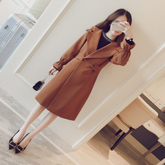 In the autumn of 2017 new women's waist strap Korean temperament collar female age chic coat coat M brown