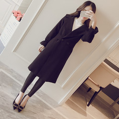 In the autumn of 2017 new women's waist strap Korean temperament collar female age chic coat coat M black