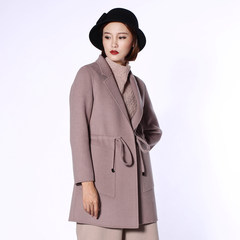 Girls long international cashmere coat Irina 17 new winter waist wool coat, 5319 sided. S Purple taro