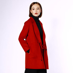 Girls long international cashmere coat Irina 17 new winter waist wool coat, 5319 sided. S Dark orange