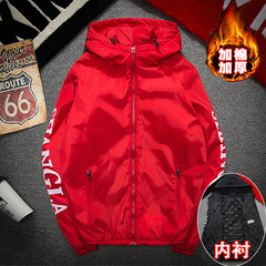 Autumn coat men's wear, spring and autumn thickening, middle school boys, teenagers, men's casual jackets, social spirit guy 3XL Red cotton