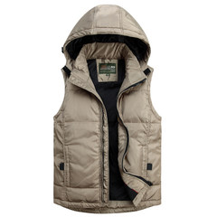 2017 new winter down vest male hooded household size thick loose coat down vest vest 3XL [suggestion 160-180 Jin] Khaki 068#