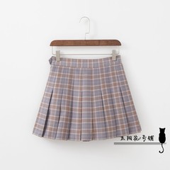 Korean winter school style skirt waist loose slim skirt pleated skirt culotte skirt female A word 3XL gray
