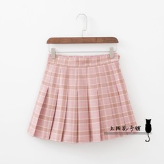 Korean winter school style skirt waist loose slim skirt pleated skirt culotte skirt female A word 3XL Pink