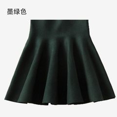 Knitted skirt female winter skirt waist skirt backing student pleated skirt a word skirt autumn umbrella skirt L code (120-140 Jin) Blackish green