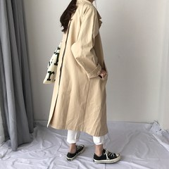 The 77 process is good quality after the split loose large breasted Lapel long windbreaker jacket. F Khaki