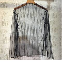 2017 winter lace openwork sexy long sleeved shirt in a transparent gauze gauze net clothing Turtleneck Shirt F Black bars