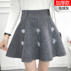 2017 new winter skirt female waist wool skirt Korean students a word skirt all-match Tutu thick S Grey wool bulb