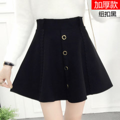 2017 new winter skirt female waist wool skirt Korean students a word skirt all-match Tutu thick S The black breasted
