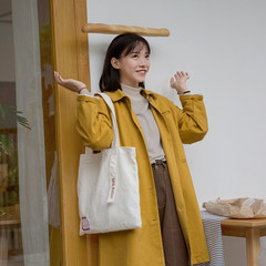 Milk rabbit star - Japanese casual small middle long windbreaker, autumn loose retro literary and artistic frock coat woman Easy Ming Huang [presale]