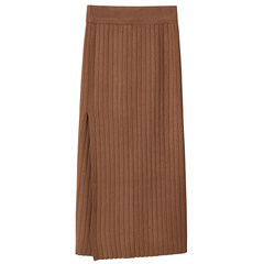 Autumn and winter all-match no weakness all side slit pit bag hip skirt knitted RICE restaurant [HAVE] S Caramel color