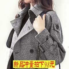 Every day special price Plaid windbreaker coat women 2017 spring and autumn new version of the Korean version of the big code installed in the long length of self-cultivation coat 3XL Picture color