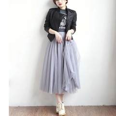 Spring and summer Lee Da Hae with gauze skirt female sweet princess dress skirt Tutu Dress in Xian Length 78 cm Lee Da Hae gray 3 Gabon.