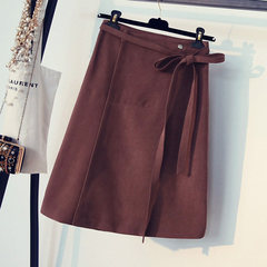 2017 Hitz solid one-piece lace skirt Korean female all-match skirt waist slim A-line a S Dark red