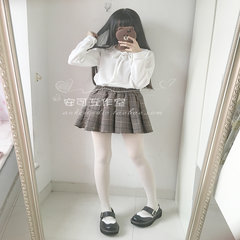 Gewen 9a11c Japanese sweet soft sister all-match Plaid elastic waist skirt skirt S Coffee