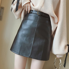 Leather skirt waist a leather skirt leather skirt female bag hip Small Winter 2017 New Summer Dress Black PU S 03 charming black