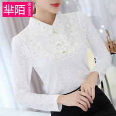 A lady with thick velvet lace shirt dress 2017 new winter spring and autumn tide short clothes 3XL 8208 paragraph (white plus cashmere thickening)
