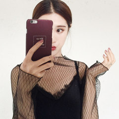 Summer 2017 fat MM code a gauze perspective shirt female long sleeved Lace Sexy mesh short sleeved shirt Fat MM show thin Oh ~! Long sleeve
