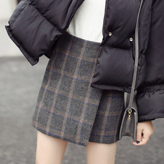 Wool skirt female winter skirt irregular lattice body skirt a word skirt waist size bag hip skirt skirt S Picture color