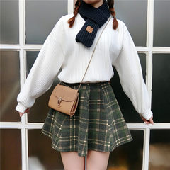 In the spring of 2017 Korean women's College wind slim elastic wool skirt retro plaid skirt A S Snapping up new pictures