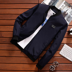 Autumn outfit men's autumn, 2017 new Korean version, trend of self-cultivation, men's jacket, lovers, cashmere, spring and autumn baseball clothes 3XL Dark blue 811
